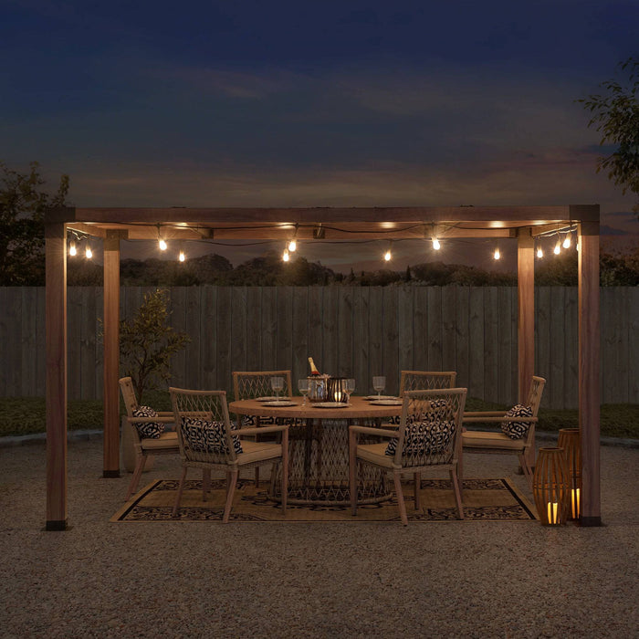 SUNJOY 10x12 Modern Metal Pergola Kit with Nature Wood Grain Finish