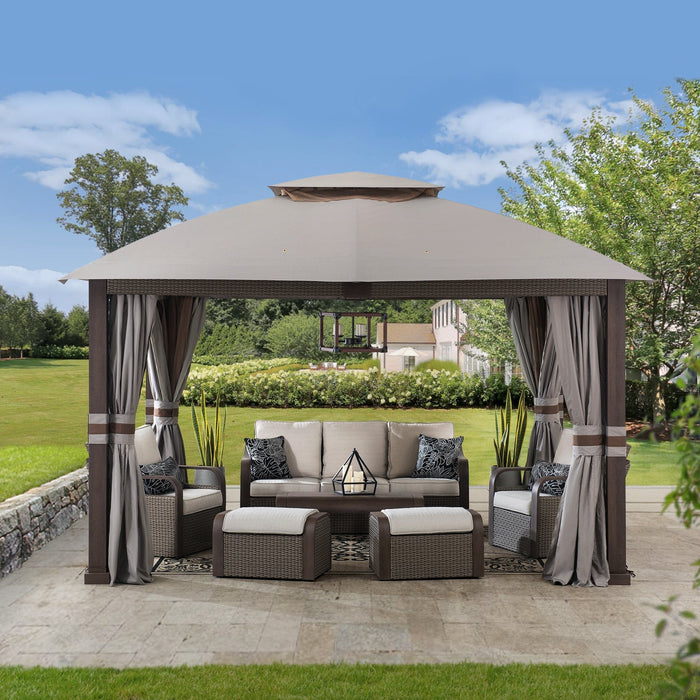 SUNJOY 11x13 Backyard Gazebo with Netting and Curtain