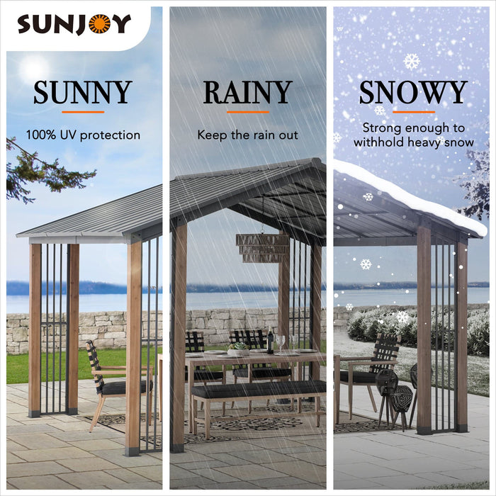 SUNJOY 11x13 Slanted Roof Cedar Gazebo with Ceiling Hook