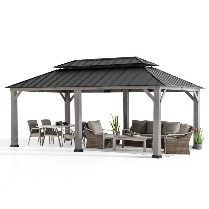 SUNJOY 12x20 Patio Wooden Gazebo with Ceiling Hooks