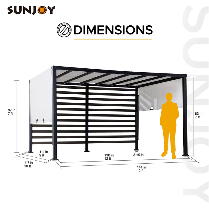 SUNJOY 10x12 Steel Pergola Kit with White Adjustable Canopy