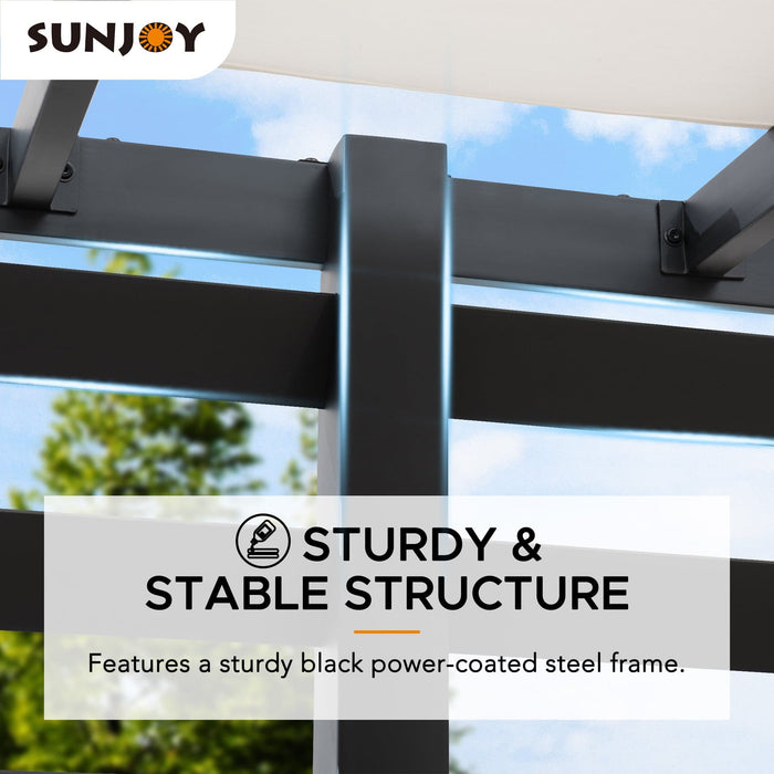 SUNJOY 10x12 Steel Pergola Kit with White Adjustable Canopy