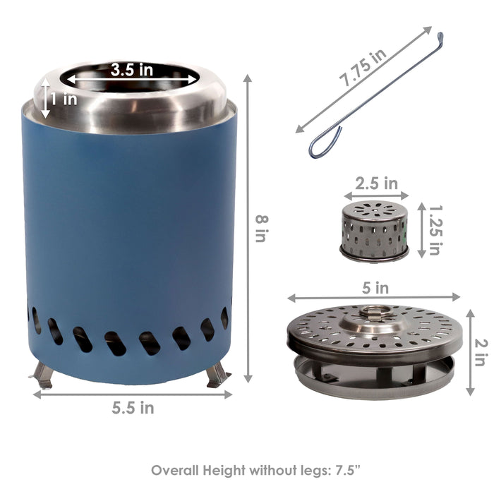 Sunnydaze Tabletop Smokeless Fire Pit with Travel Bag and Poker