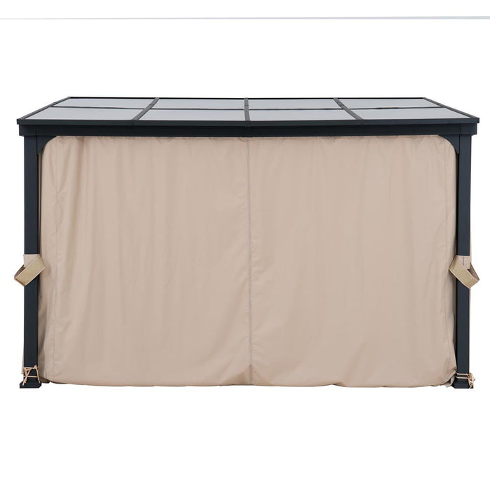 SUNJOY Wall Mounted Gazebo, Lean to Gazebo with Curtain and Netting