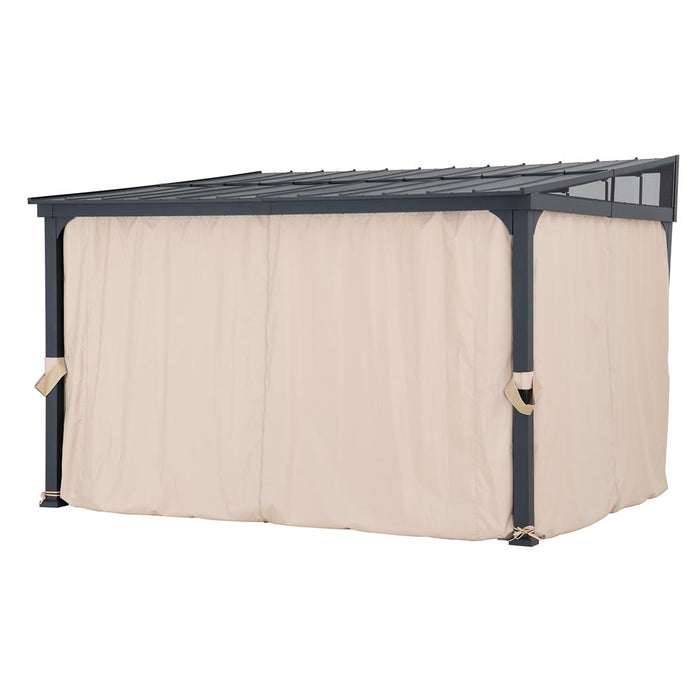 SUNJOY Wall Mounted Gazebo, Lean to Gazebo with Curtain and Netting